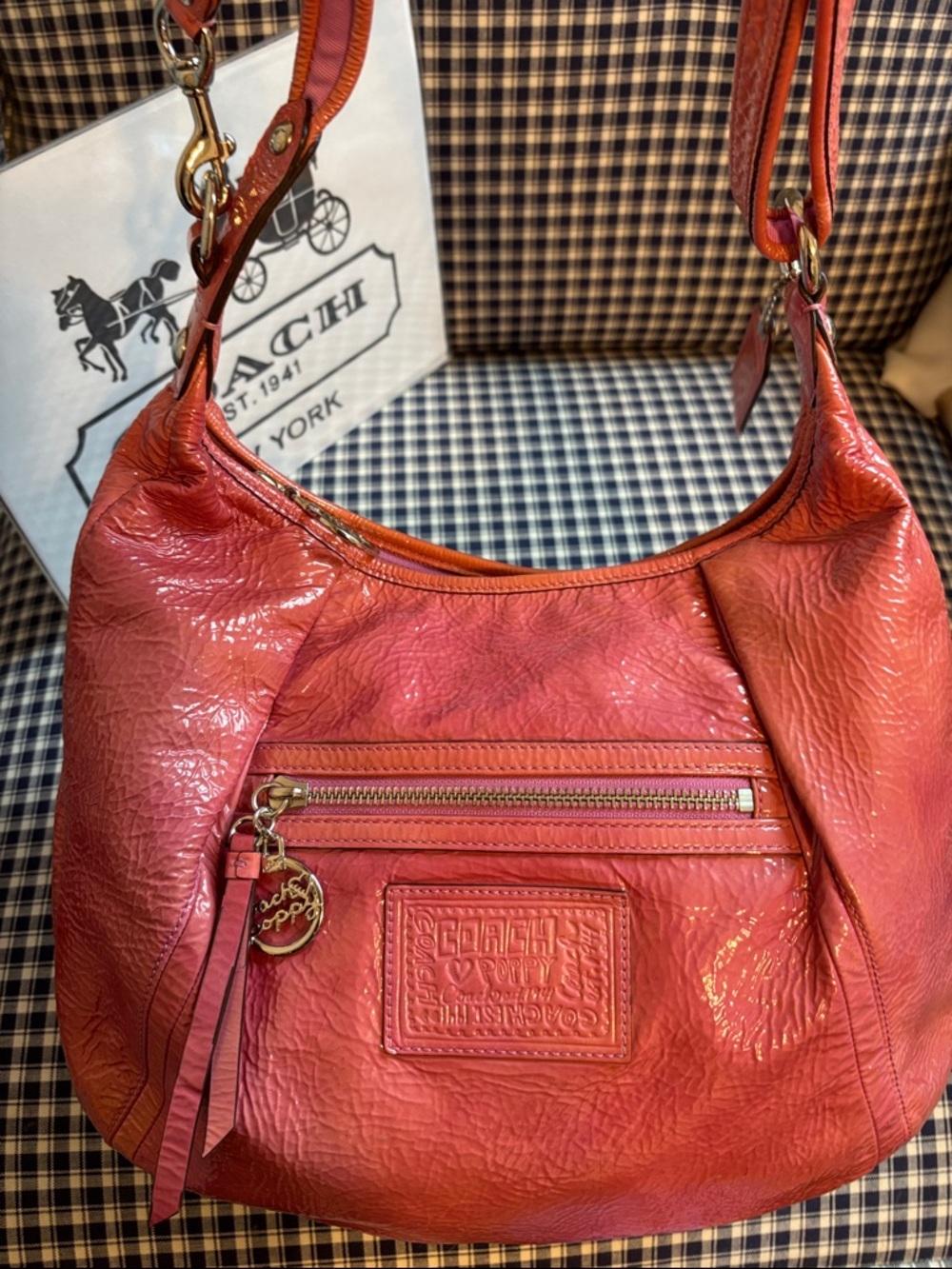 Coach poppy “jazzy” patent  Leather Shoulder Bag in mauve - Picture 9 of 14